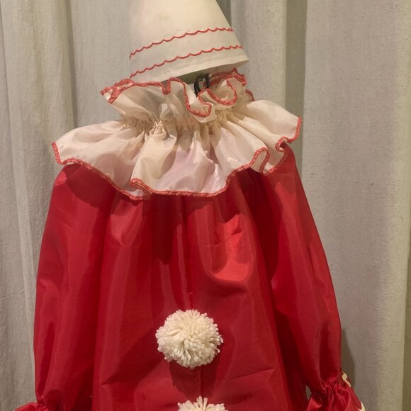Pierrot Clown Halloween Costume vintage style cream and red NWOT - Picture 3 of 6